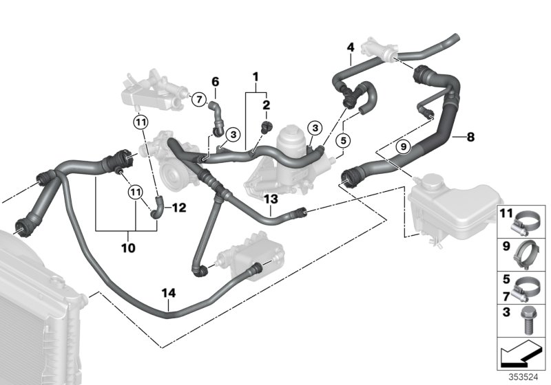 Cooling system coolant hoses