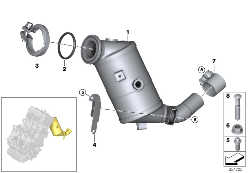 Engine-compartment catalytic converter