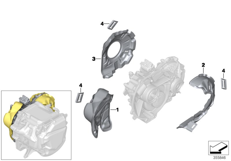 Electric gearbox, mounting parts