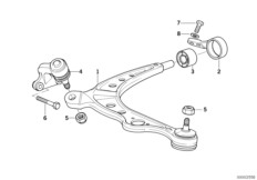 Front axle support/wishbone