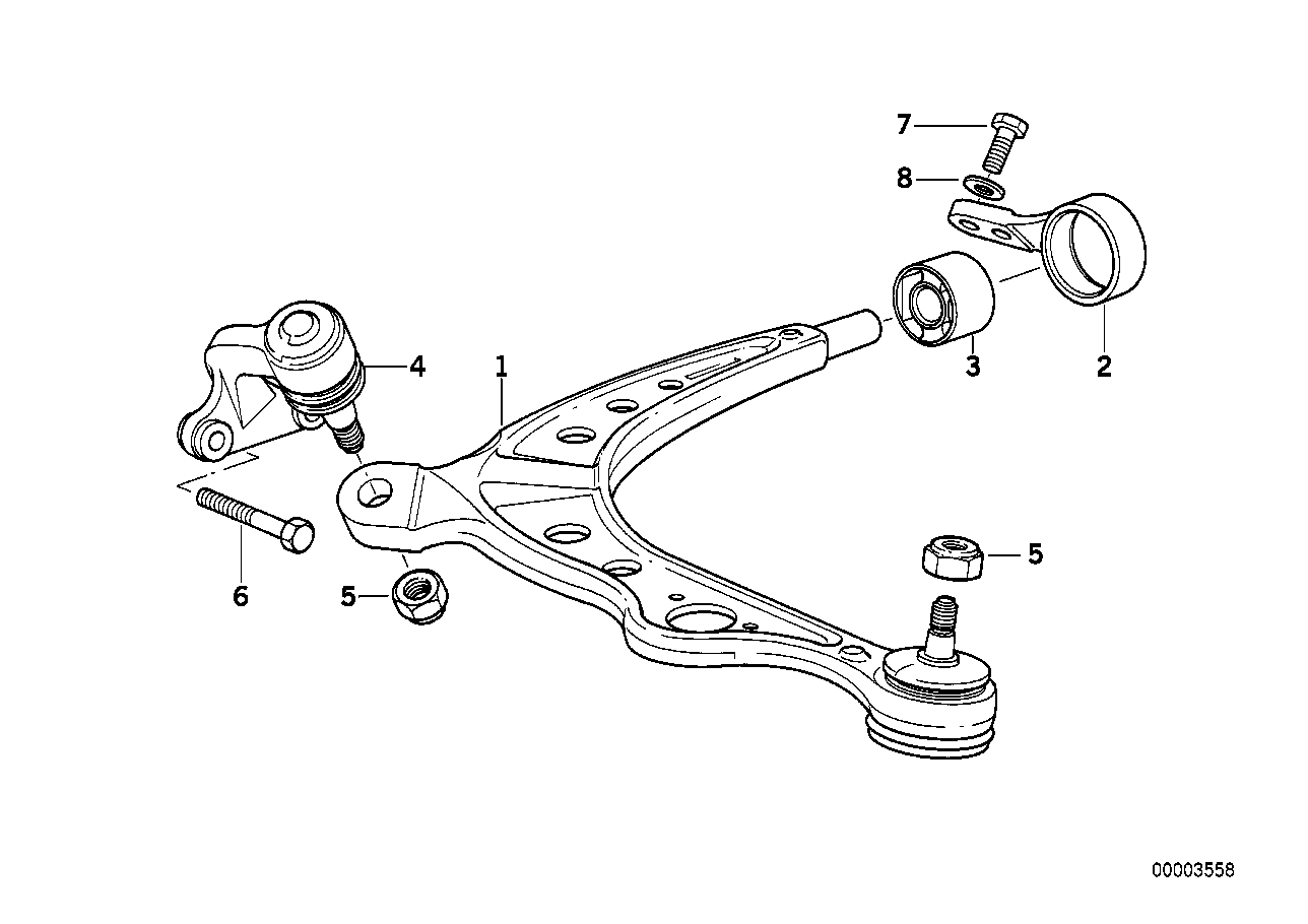 Front axle support/wishbone