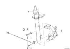 Front spring strut/shock absorber