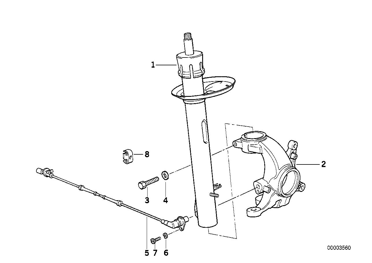 Front spring strut/shock absorber