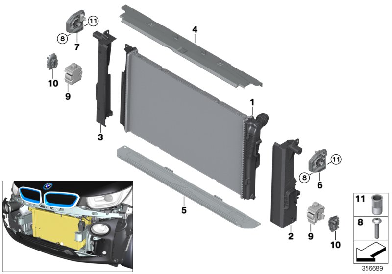 Radiator mounting parts