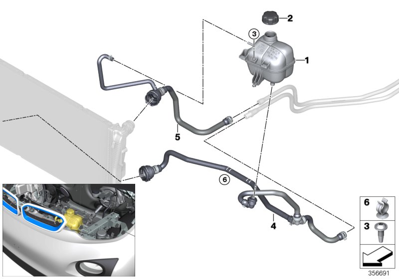 Expansion tank/coolant hoses