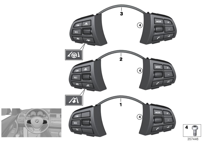 Switch, steering wheel, multif., basic