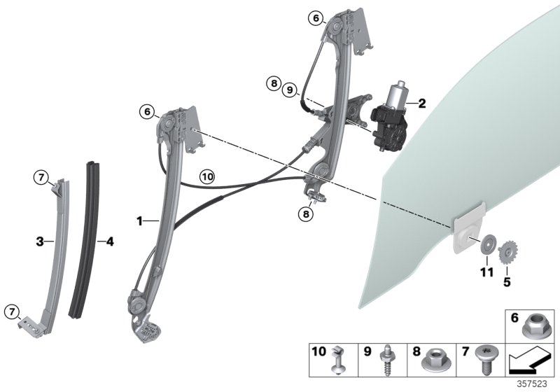 Mechanizm szyby drzwi przednich