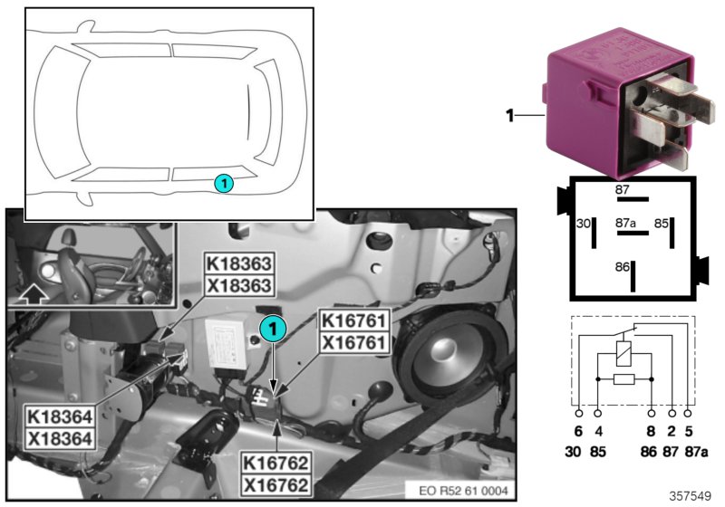 Relay, lock, roof 1 K16761