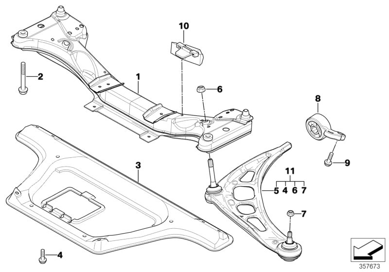 Front axle support/wishbone