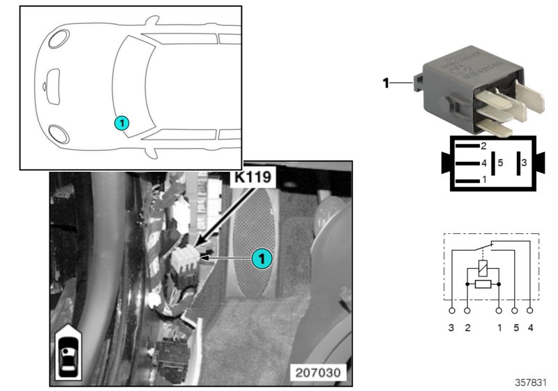 Röle, arka cam yıkama pompası K119