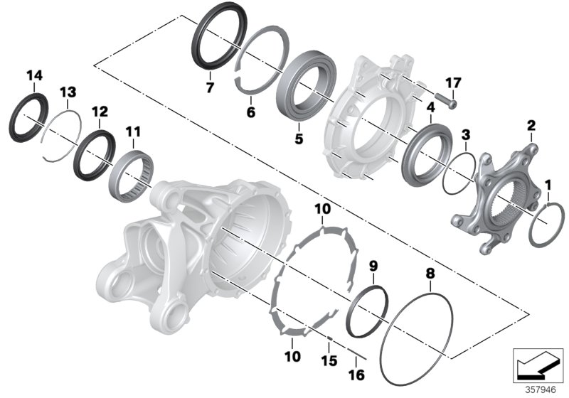 Bearing, crown wheel