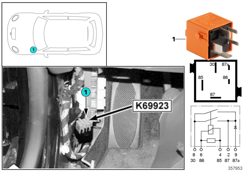 Relay, fan, steering control unit K69923