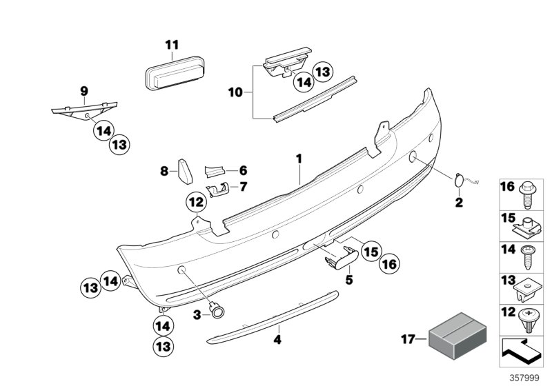 Trim panel, rear