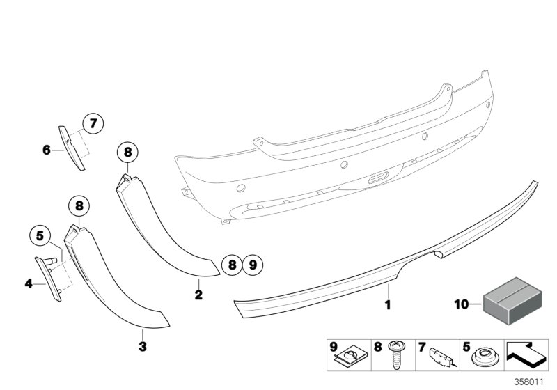 Trim panel, trim elements, rear