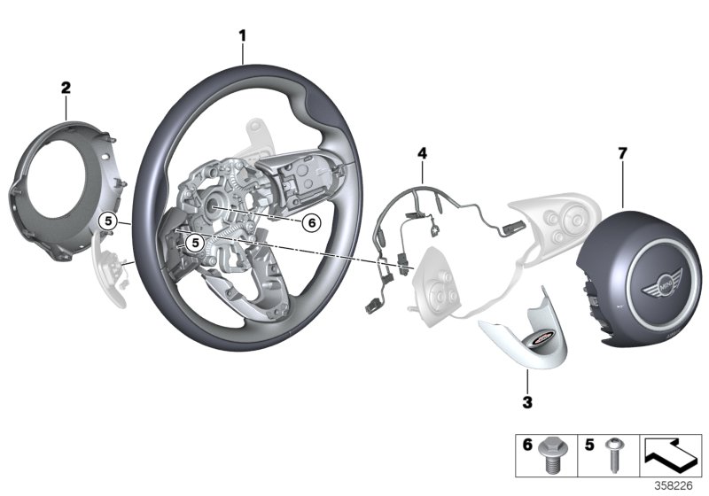 JCW steering-wheel rim, leather