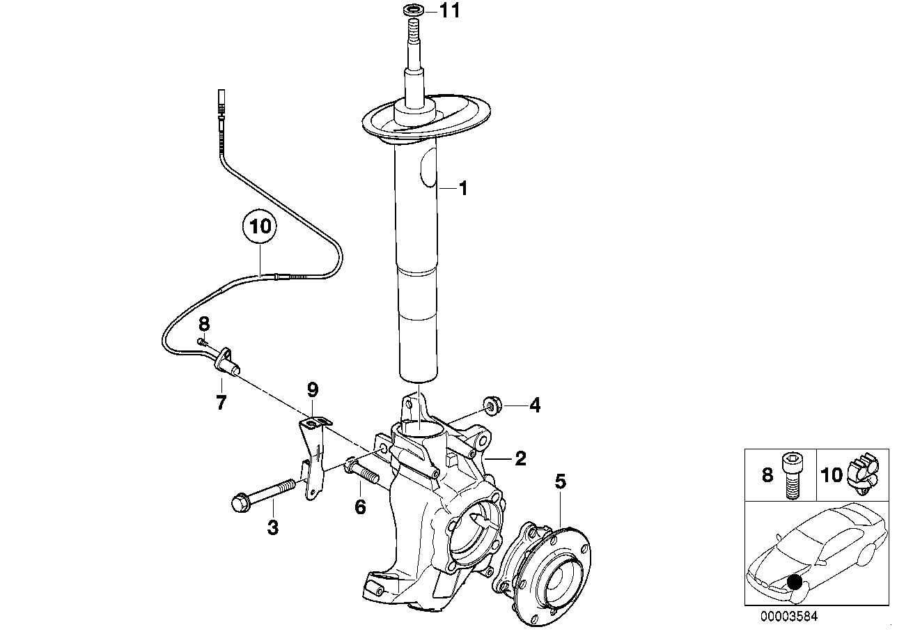 Fjäderben fram/Svaenglager/Hjullager