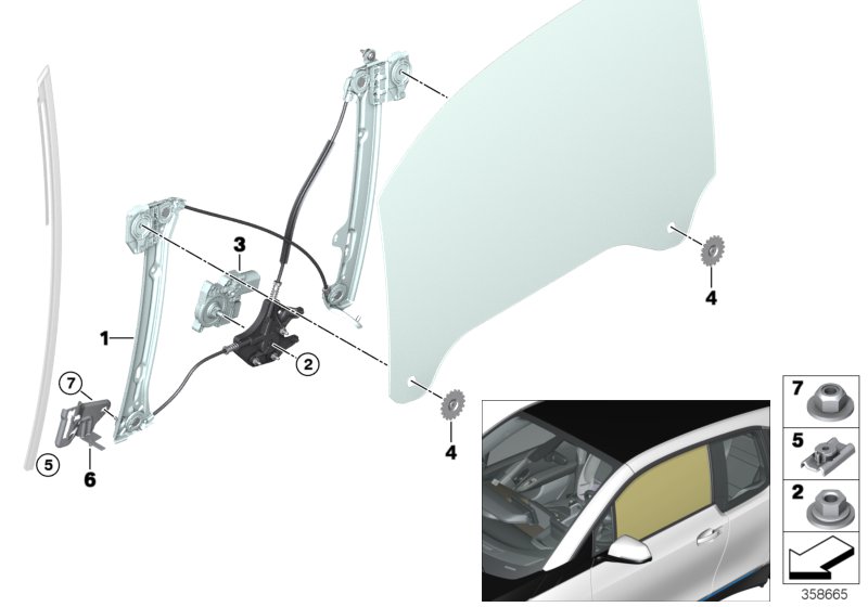 Door window lifting mechanism front