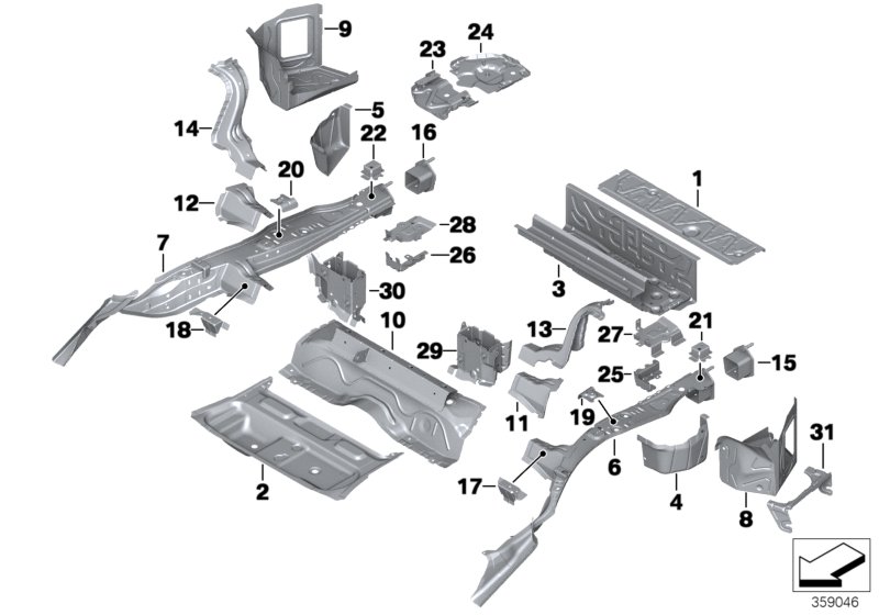 Mounting parts for trunk floor panel