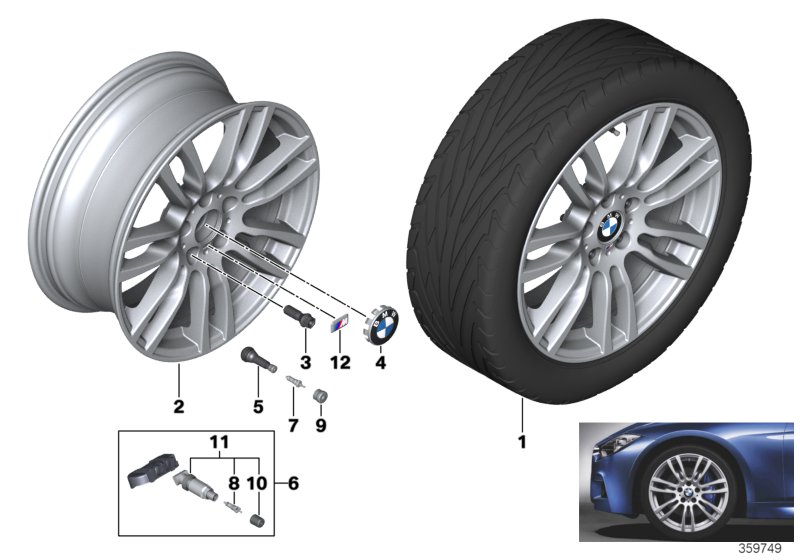 Roue all. BMW M rayons étoile 403 - 19''
