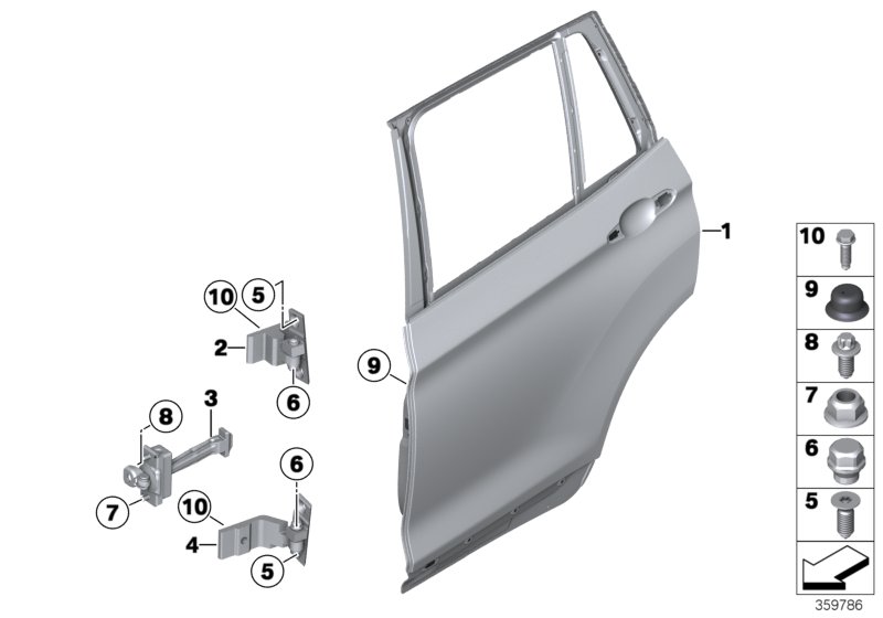 Porta traseira - dobradiça/limitador