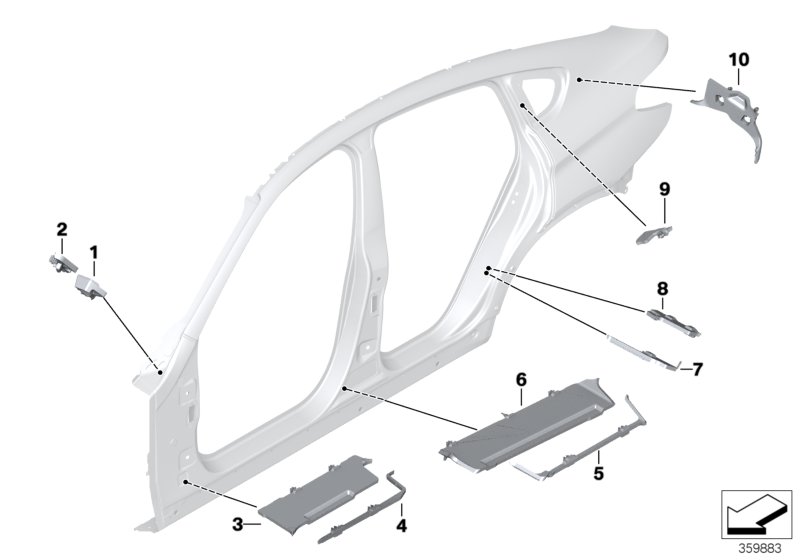 Cavity shielding, side frame