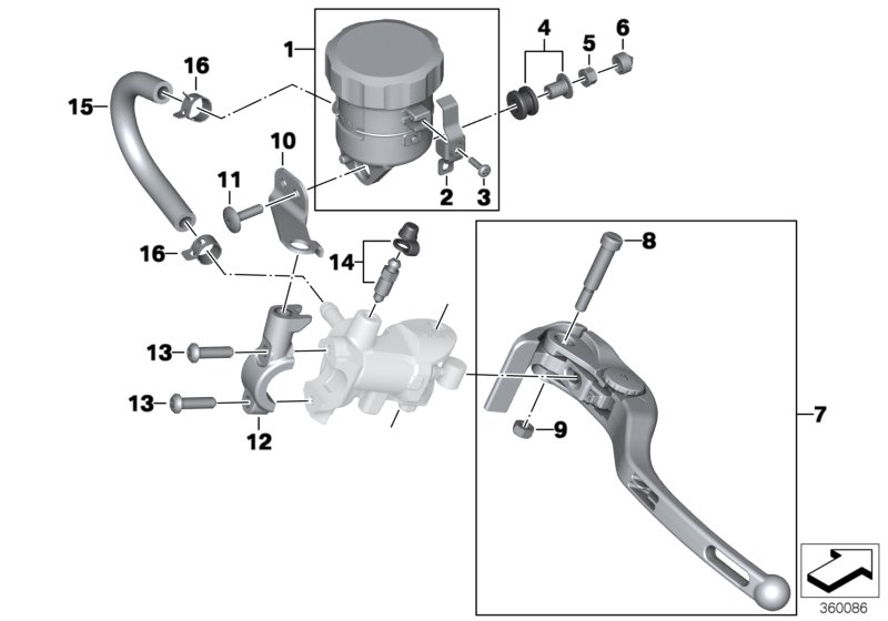 Single parts, handbrake lever