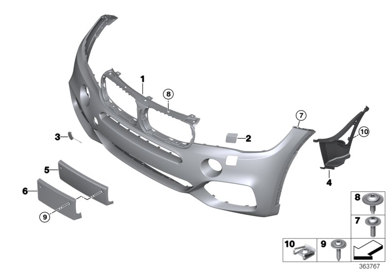 M trim panel front w.LED front fog light