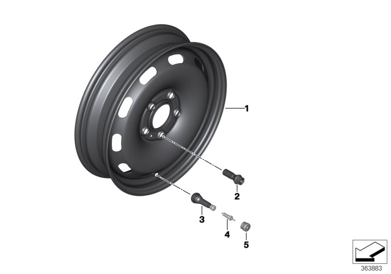 Roda de emergência Aço preto