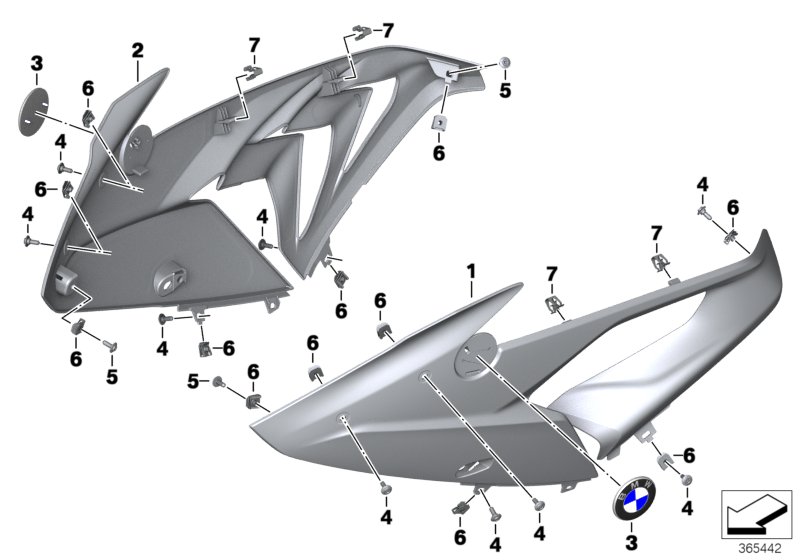 Fairing side section, front