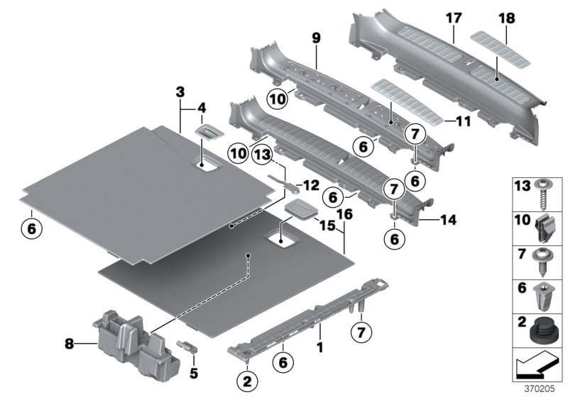 Trim panel, trunk floor