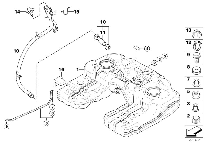 Fuel tank/mounting parts