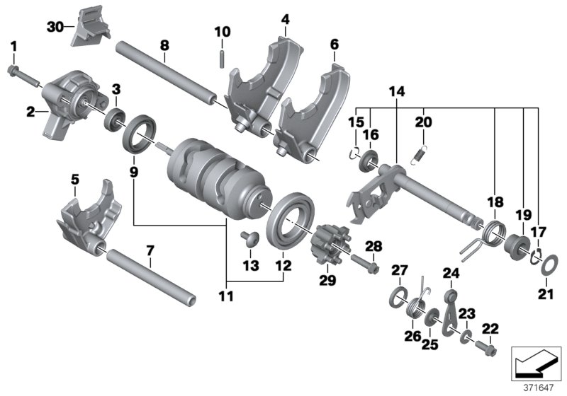 6-speed gearbox shift components