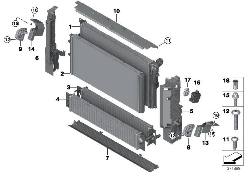 Radiator mounting parts