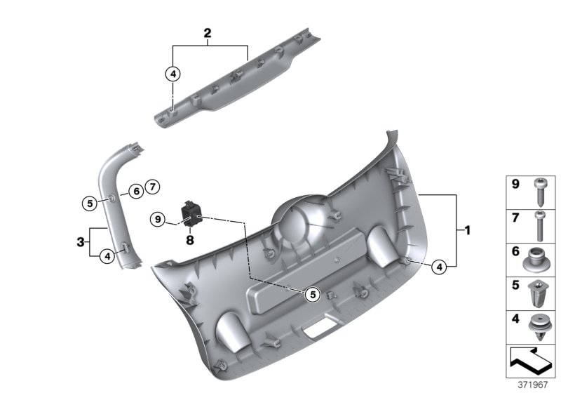 Trim panel, trunk lid