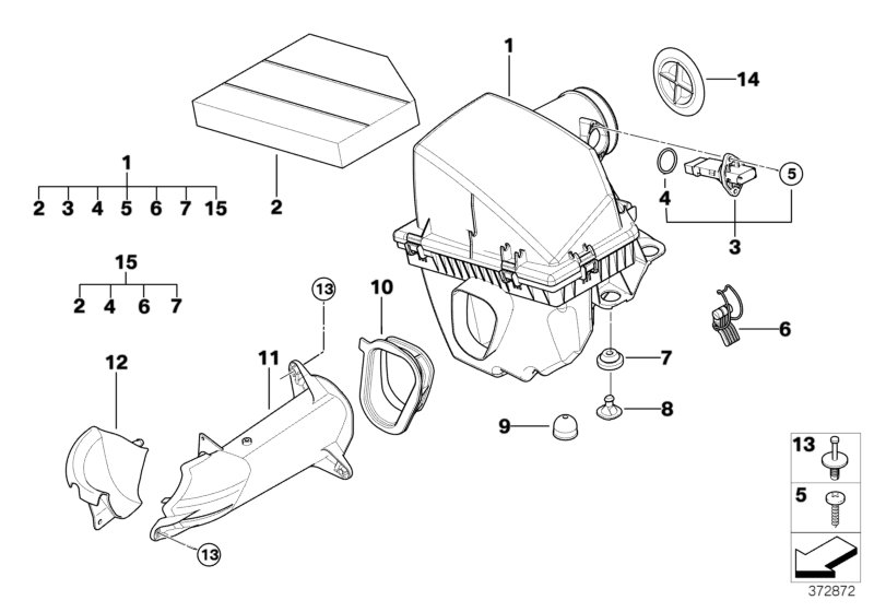 Intake silencer/Filter cartridge/HFM