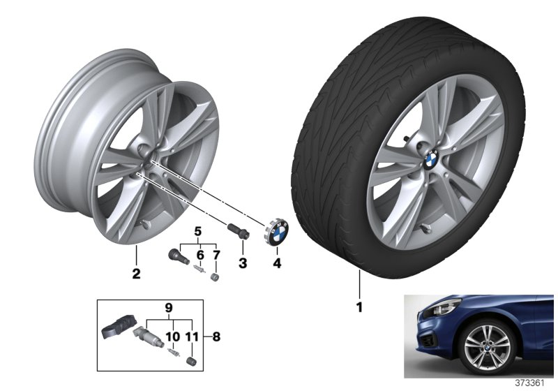 BMW 轻质铝合金轮辋 双轮辐 385 - 17'