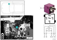 Relay, steering column adj. back K87