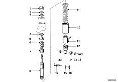 Spring strut, rear