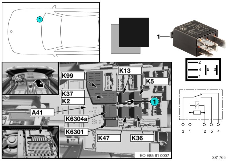 Relay, heated rear window K13