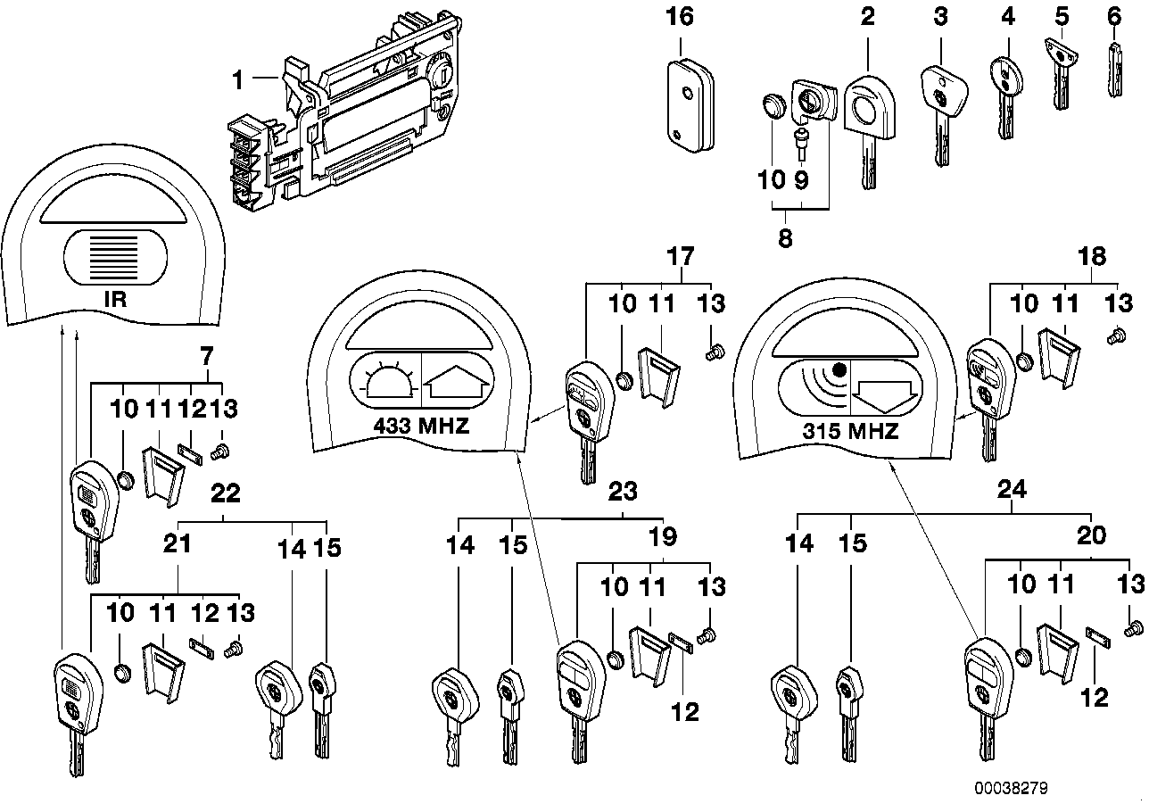 Kapı kulbu, Ön/Kapak/Anahtar