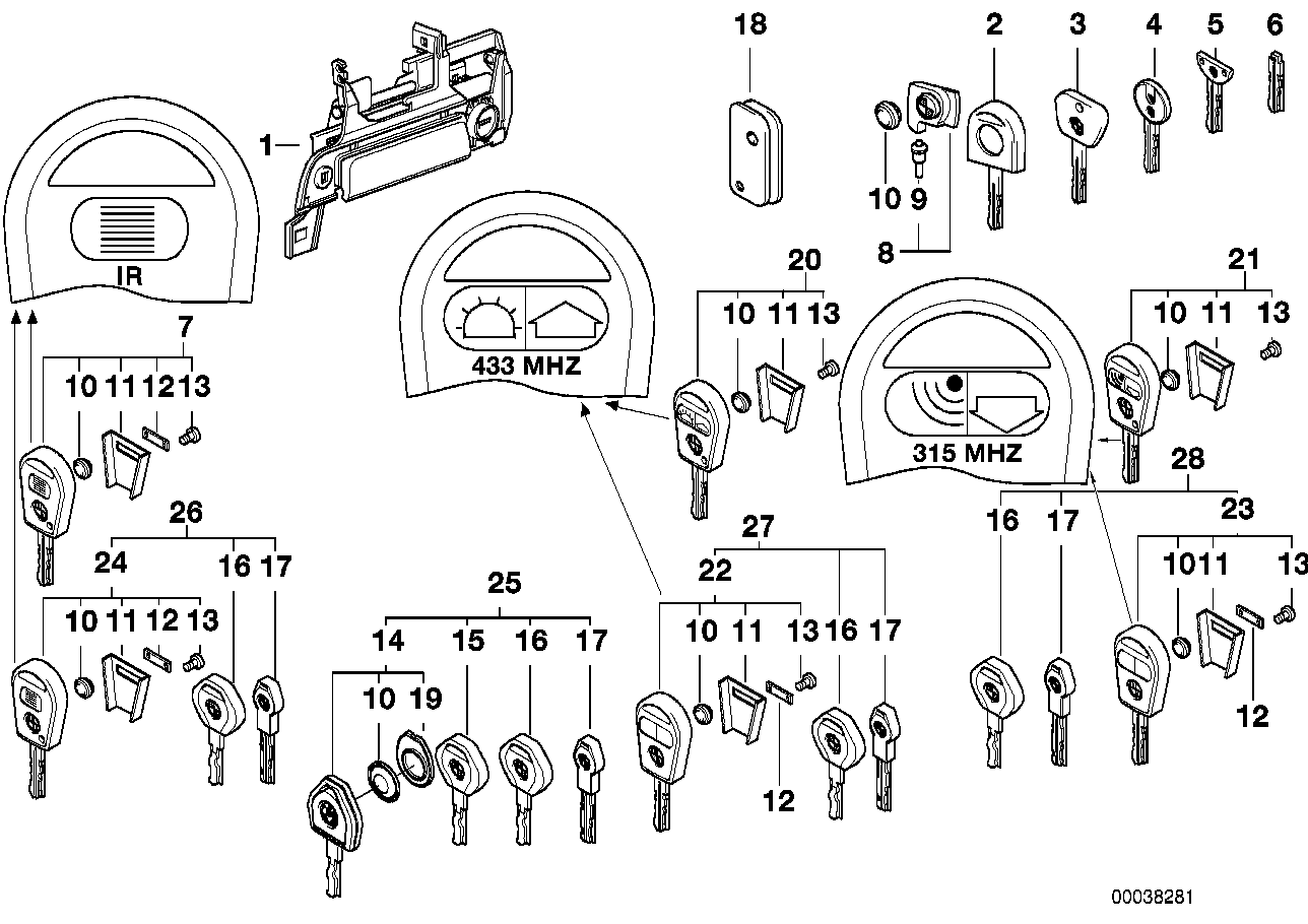 Abrepuertas delant./cierra/llave