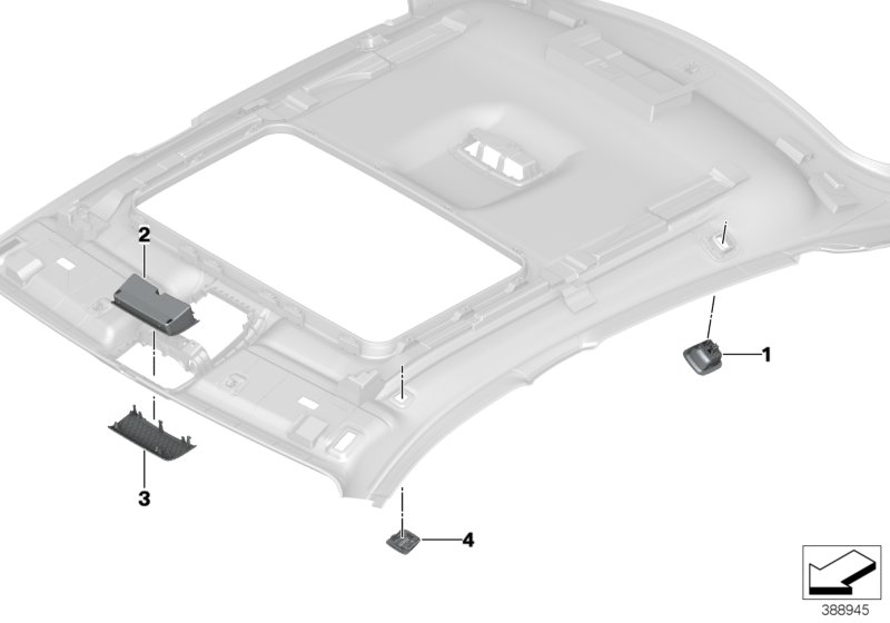 Mounting parts, roofliner