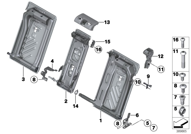 Seat, rear, seat frame