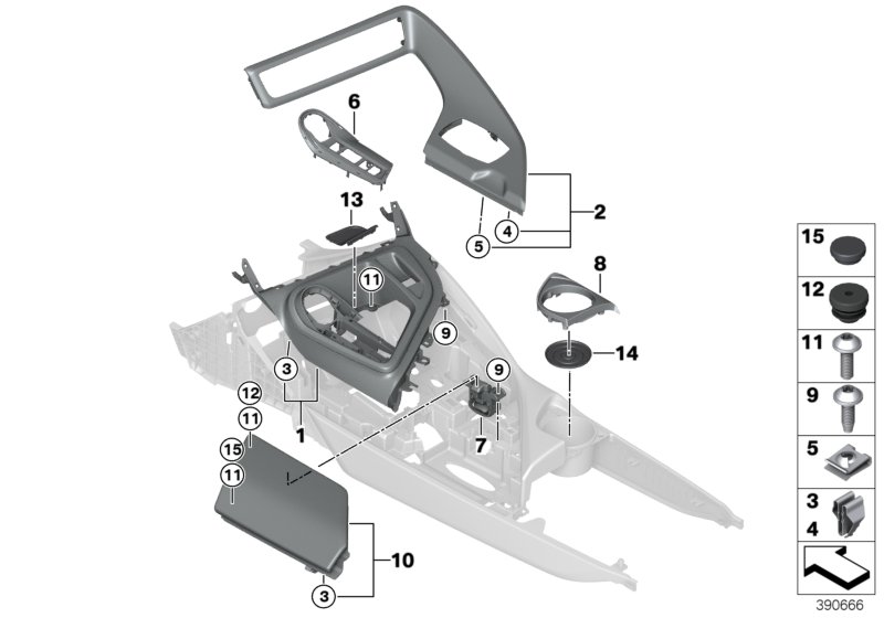 Elément rapporté console centrale