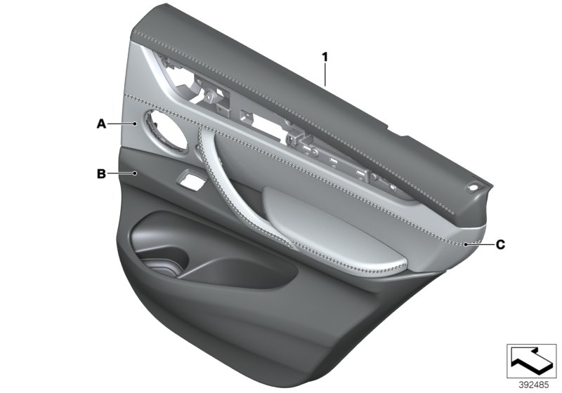 Indi.door trim panel, full leather, rear