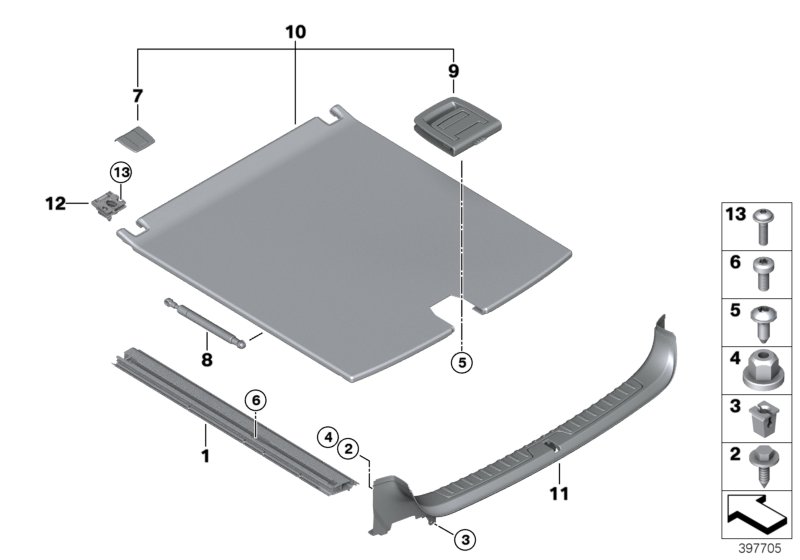 Trim panel, trunk floor