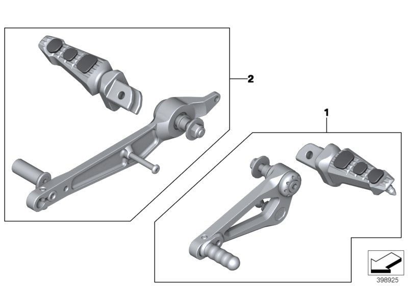 Footrests, adjustable, milled