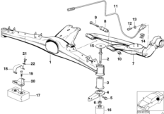 Rear axle support/wheel suspension