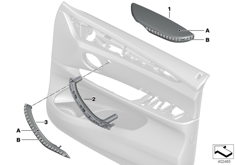 Individual door trim mounting parts