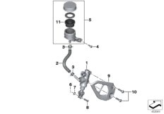 Rear brake master cylinder w container